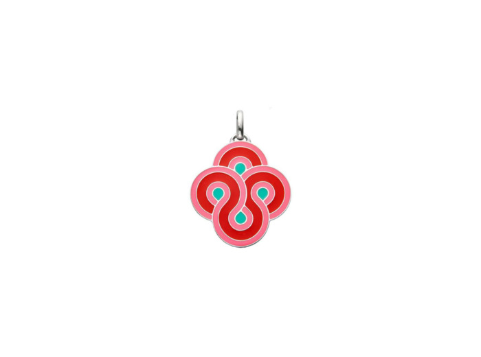 Pendentif Arthus Bertrand Enlacé pop rose en argent