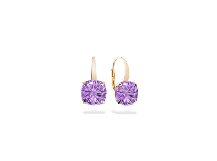 Boucles d'oreilles Cesare Pompanon Poppy Blue en or rose et améthyste