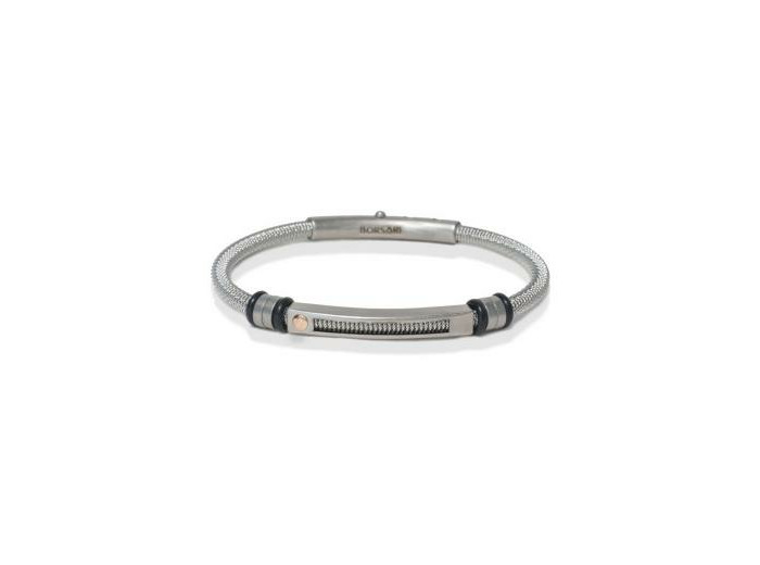 Bracelet Borsari Audace Acciaio en acier blanc et or rose