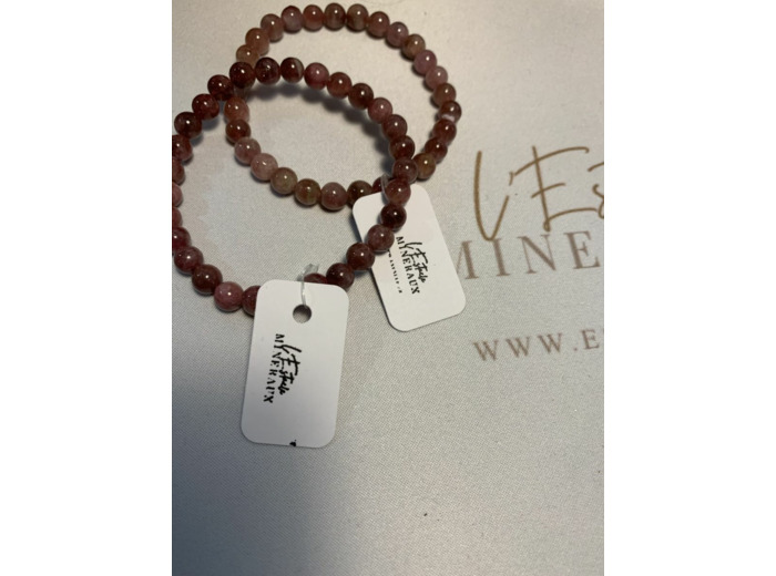 Bracelet en tourmaline rose 6 mm