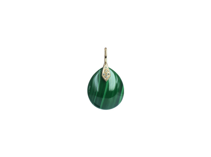 Pendentif Isabelle Langlois Talisman en or rose, malachite et diamant