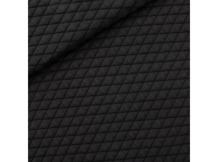 See You at Six - Tissu Maille Matelassé  Piqué Uni Noir
