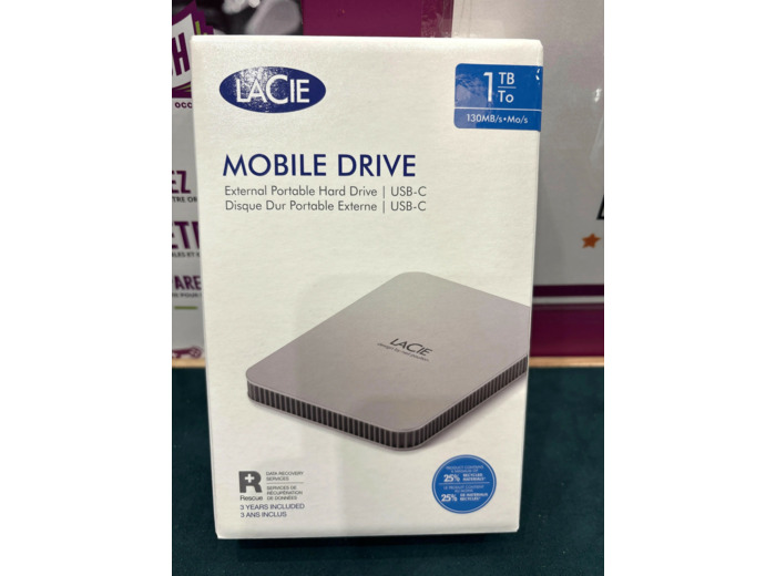 Disque dur externe LaCie Mobile Drive STLP1000400 1 To Lune argentée