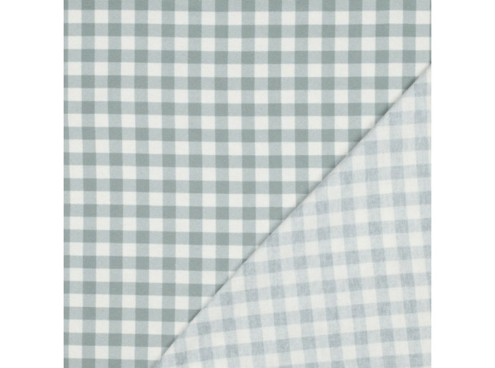 Poppy - Tissu Flanelle de Coton Vichy Vert Sauge