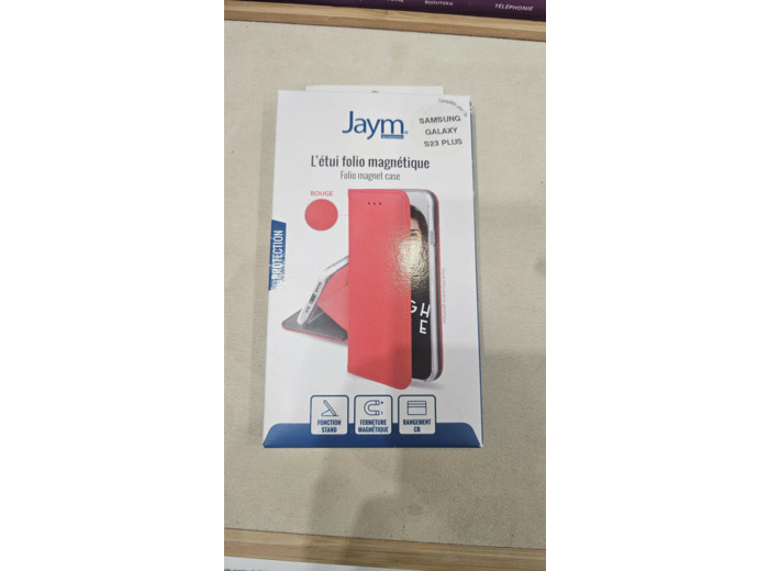 ETUI FOLIO STAND MAGNETIQUE ROUGE COMPATIBLE SAMSUNG GALAXY S23 PLUS - JAYM