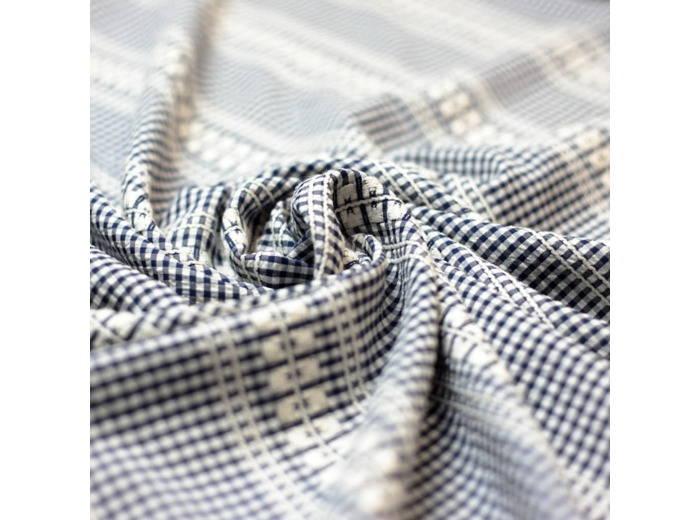 Sélection Coup de coudre - Tissu Vichy Rebrodé Bleu Marine