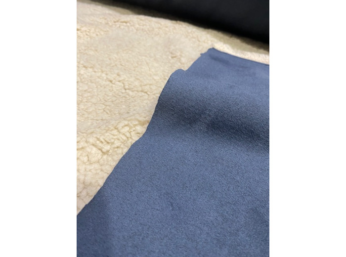 Sélection Coup de Coudre - Tissu Suédine Double Face Sherpa Bleu Denim