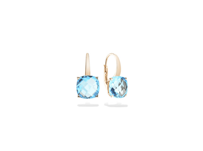 Boucles d'oreilles Cesare Pompanon Poppy Blue en or rose et topaze bleue