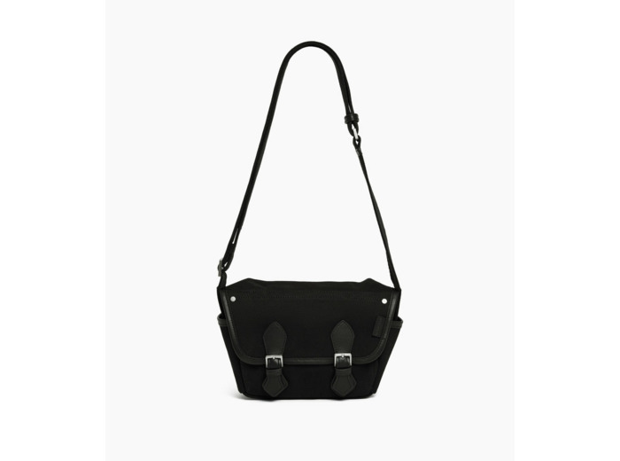Petit sac bandoulière Solveig en toile coton et cuir lisse