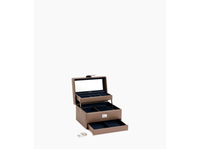 Boite à bijoux moyen modèle ouverture automatique en cuir