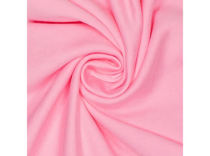 Sélection Coup de Coudre - Tissu Jersey Sweat de Coton Gratté Uni Couleur Rose Chewing Gum