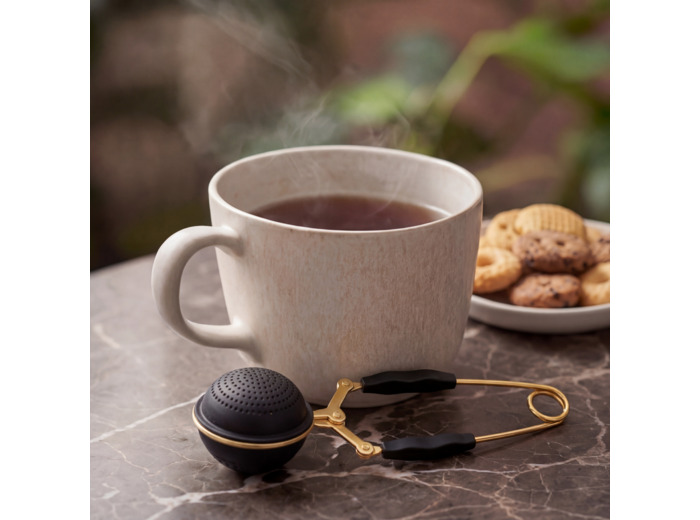 Autour du thé Infuseur cuillère cuivre 4,5cm 1 tasse en silicone noir