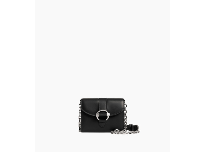 Porte cartes à bandoulière amovible Pia en cuir lisse