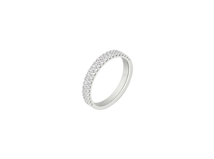 Alliance multirangs, serti griffes en or blanc et diamants