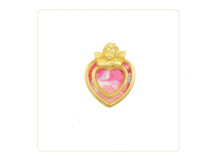 Boucle d’Oreille Tableau Coeur Plaqué Or Jaune