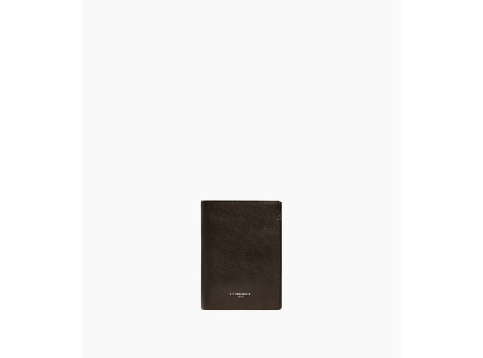 Portefeuille vertical moyen modèle zippé 2 volets Lucien en cuir huilé