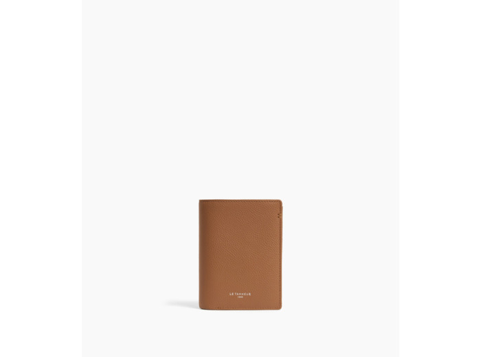 Petit portefeuille vertical zippé 2 volets Lucien en cuir grainé