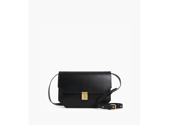 Sac bandoulière moyen modèle Rose en cuir lisse