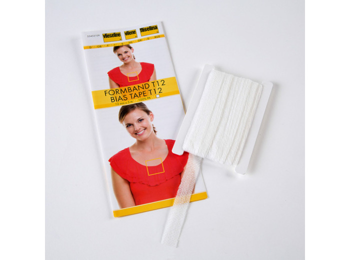 Vlieseline - Passement en Biais Stabilmanche T12 Coloris Blanc (12 mm x 5 m)