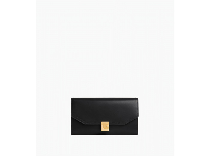 Grand portefeuille Rose en cuir lisse