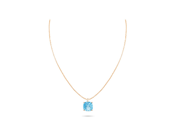 Collier Cesare Pompanon Poppy Blue en or rose et topaze bleue