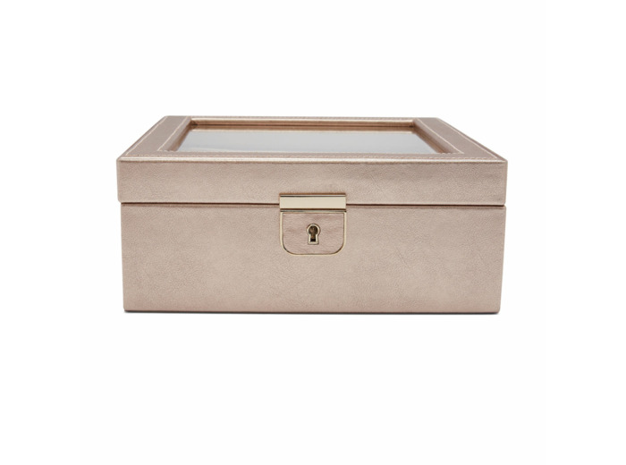Boîte de rangement pour 6 montres Wolf 1834 Palermo en cuir doré rose