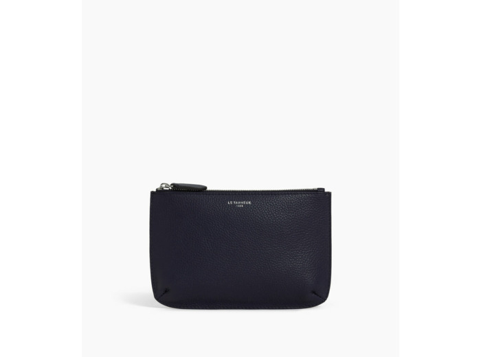 Pochette zippée petit modèle en cuir grainé
