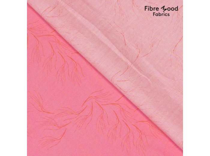 Fibre Mood - Tissu Popeline de Coton "Eza" Imprimé Branches sur le Fond Rose Bonbon