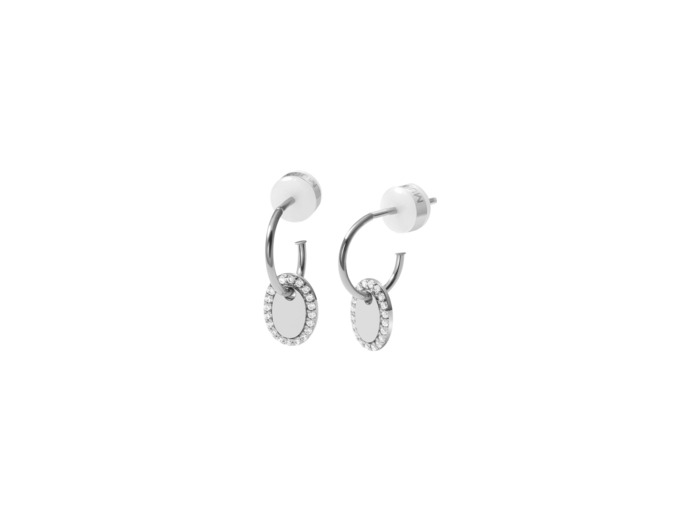 Boucles d'oreilles créoles Murat Café Lumière en argent rhodié et oxyde de zirconium