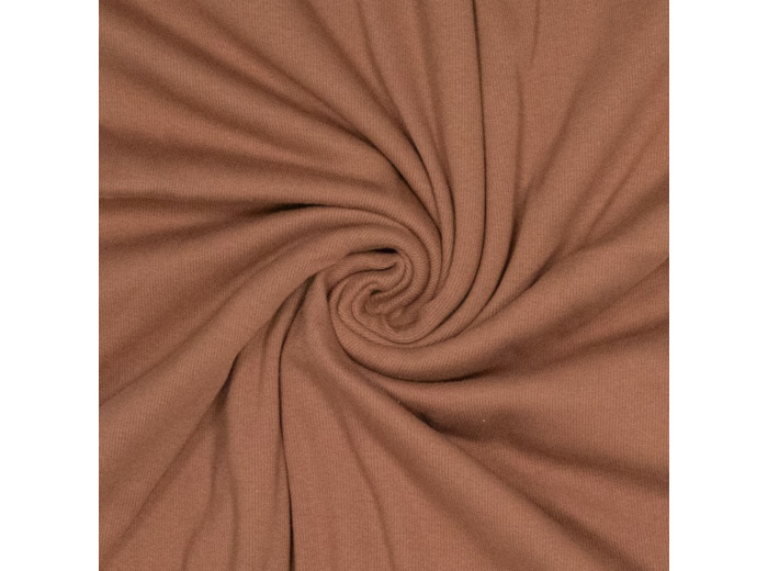 Fibre Mood - Tissu Jersey Bord-Cotes Uni Couleur Mocha Mousse