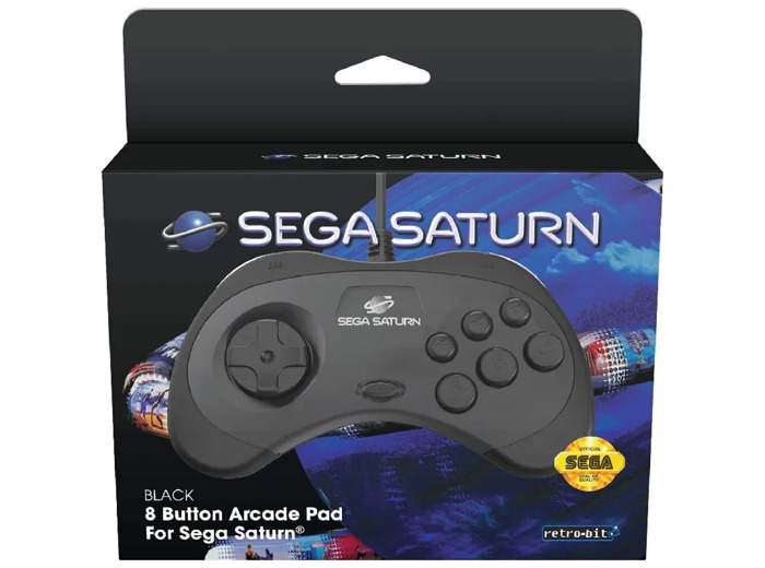 Manette Sega Saturn Retrobit Filaire Noire
