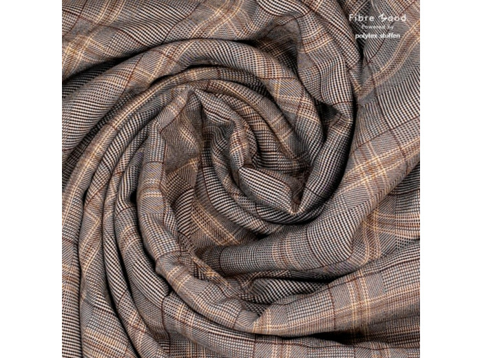 Fibre Mood - Tissu en Viscose Mélange Prince de Galles Marron