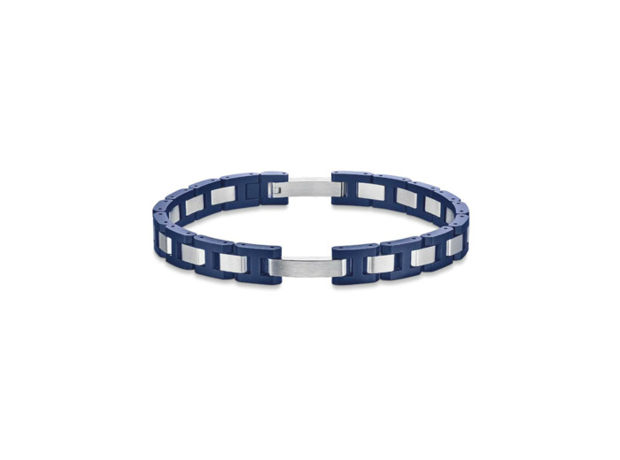 Bracelet Herbelin Cap Camarat en acier brossé et céramique bleue sablée