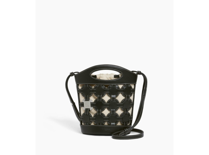 Petit sac seau Le Potier en toile coton et cuir lisse