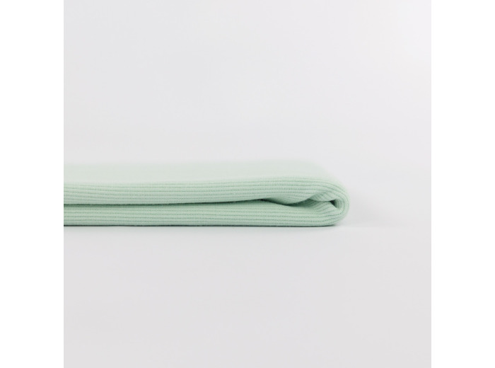 See You at Six - Tissu Jersey Bord-Cotes Uni Couleur Verre Vert Clair