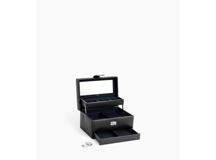 Boite à bijoux moyen modèle ouverture automatique en cuir
