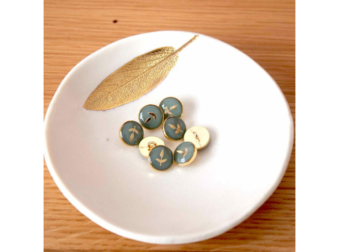 Lise Tailor - Lot 2 Boutons de Bottine "Feuillete" Coloris Verveine (12 mm)