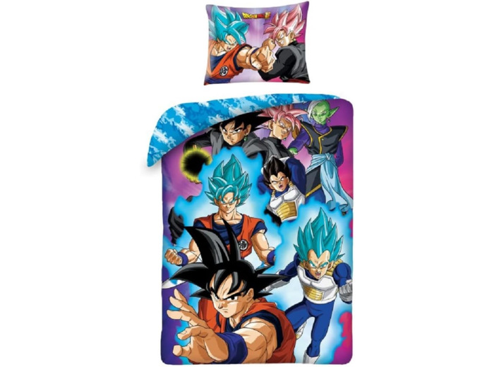 [LITERIE] Dragon ball - Goku Vegeta - Parure de lit réversible 140 x 200 cm et taie d'oreiller 70 x 90 cm
