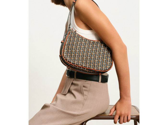 Petit sac porté épaule Camille en toile monogramme