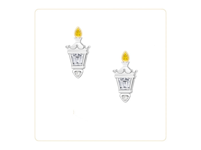 Boucles d’Oreilles Lampadaire Plaqué Or Blanc