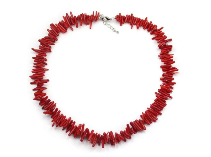 Collier Corail Bambou Rouge Pointes