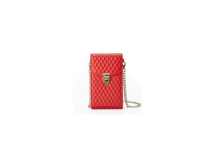 Sac pour Smartphone Cuire Matelassé Rouge