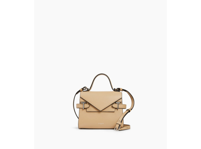 Petit sac à main double rabat Emilie en cuir grainé