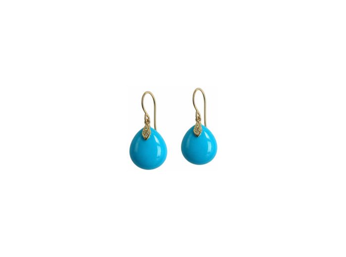Boucles d'oreilles Isabelle Langlois Talisman en or rose, turquoise et diamant