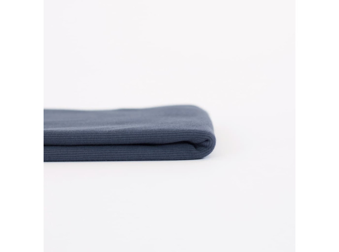 See You at Six - Tissu Jersey Bord-Cotes Uni Couleur Bleu Plongeur
