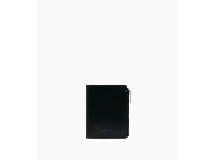 Portefeuille vertical zippé moyen modèle Martin en cuir lisse
