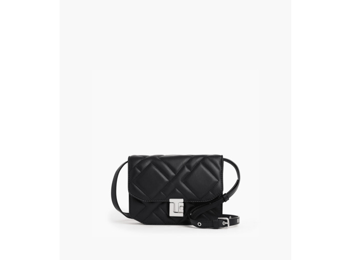 Petit sac bandoulière Rose en cuir lisse matelassé