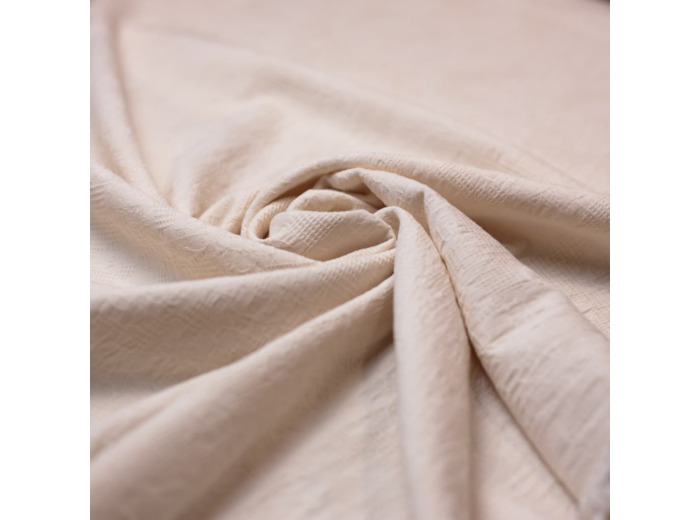 Sélection Coup de coudre - Tissu Jacquard de Coton Leger Motif Fleuri Couleur Ecru