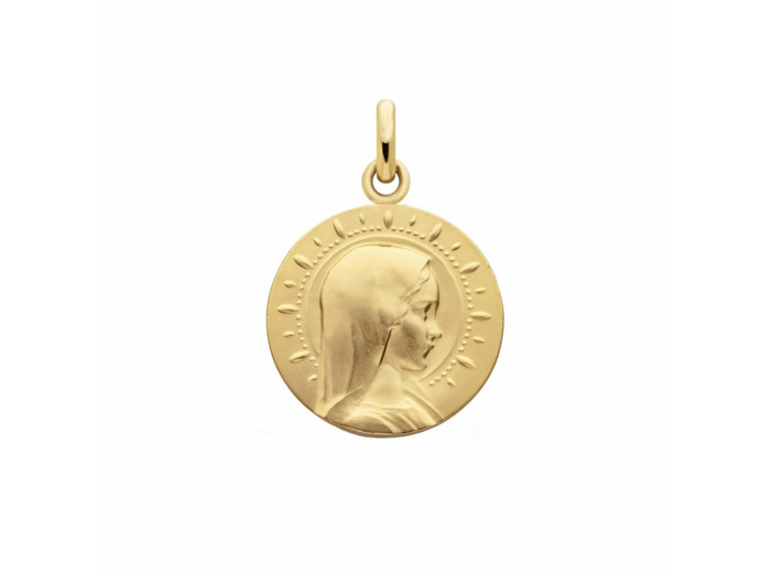 Médaille Arthus Bertrand Vierge Jeune Etoilée 18 mm or jaune sablé