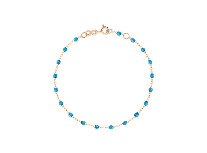 Bracelet Gigi Clozeau Classique en or rose et résine azur, taille 17cm